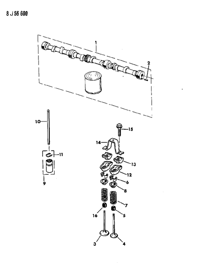 1990 Jeep Wrangler Camshaft & Valves Diagram 3