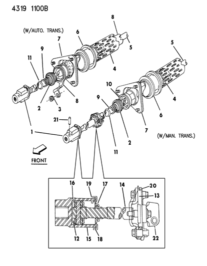 1985 Dodge D150 Column, Steering - Non-Tilt Lower Diagram 1