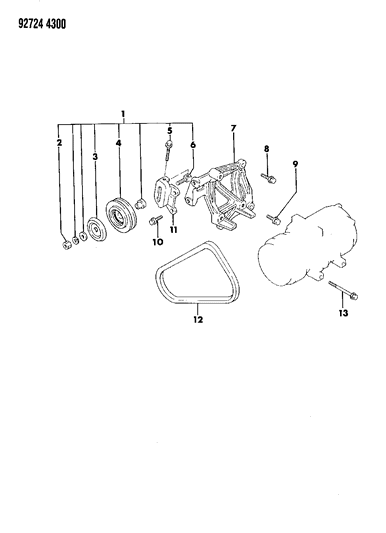 1992 Dodge Colt Mounting - A/C Compressor Diagram