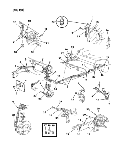 1988 Chrysler LeBaron Base Lines & Hoses, Brake Diagram