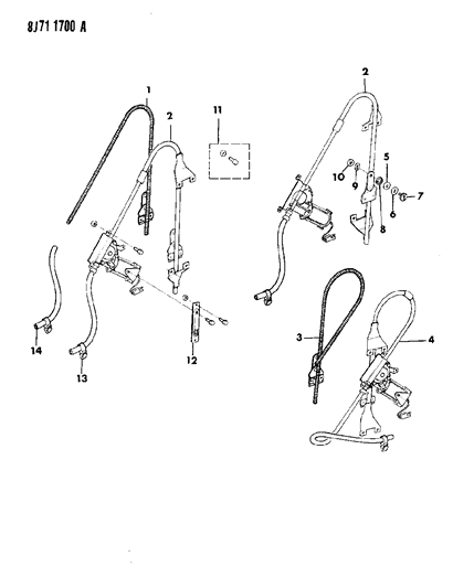 1989 Jeep Cherokee Regulators - Door Diagram