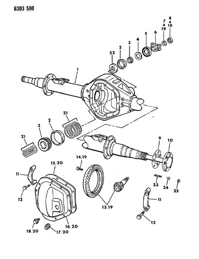 1987 Dodge Ram Van Axle, Rear Diagram 3