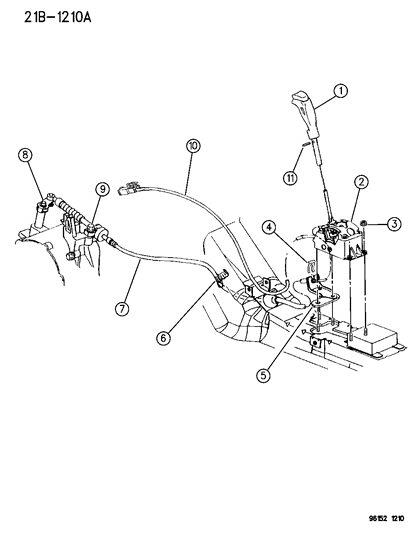 1996 Dodge Stratus Controls, Gearshift, Floor Shaft Diagram