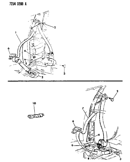 1987 Chrysler LeBaron Belt - Front Lap & Shoulder Diagram