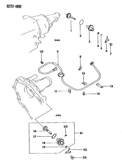 1992 Dodge Stealth Cable, Speedometer & Pinion Diagram