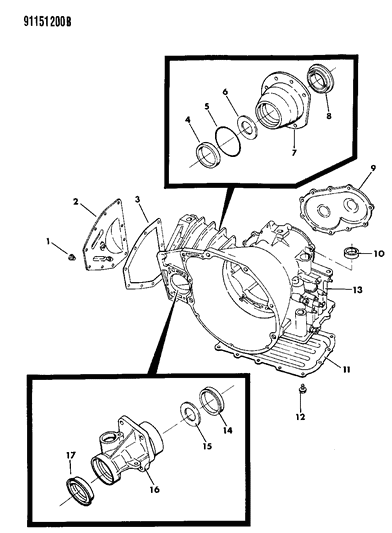 1991 Dodge Shadow Case, Extension And Retainer Diagram