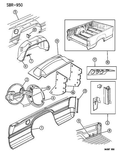 1994 Dodge Ram 3500 Swept Lin-Up Box 8 FT. Diagram for 4778828