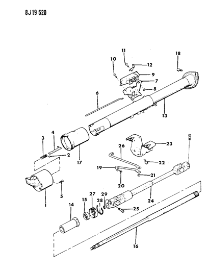 1987 Jeep Wagoneer Housing - Steering Column Lower Diagram 1