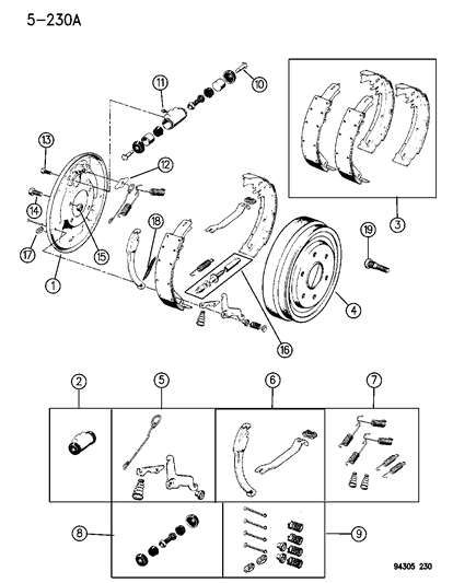 1996 Dodge Ram 1500 Brakes, Rear Diagram