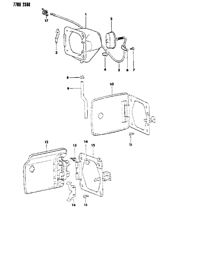 1987 Chrysler Conquest Fuel Filler Door Diagram