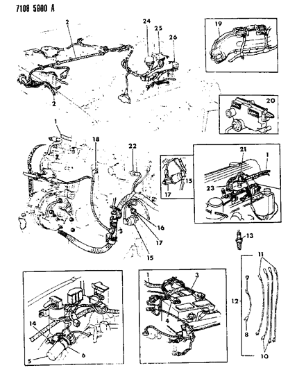 1987 Dodge Daytona Wiring - Engine - Front End & Related Parts Diagram