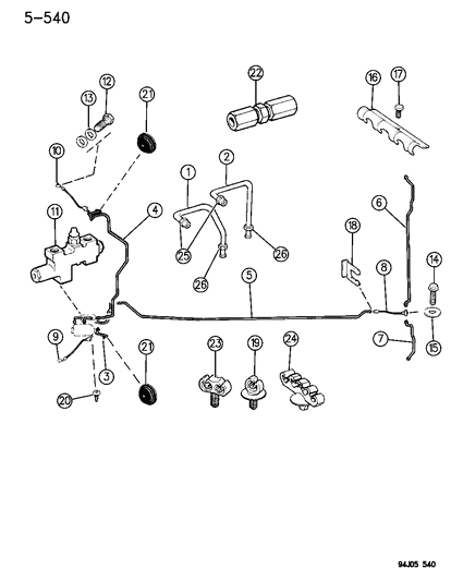 1996 Jeep Cherokee Brake Lines & Hoses Diagram