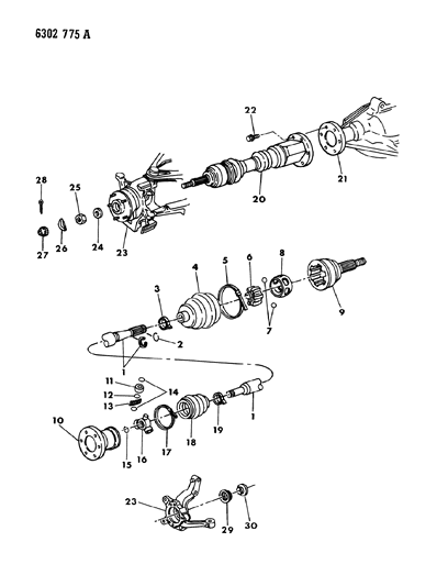 1987 Dodge Dakota Shaft, Front Drive Axle Diagram