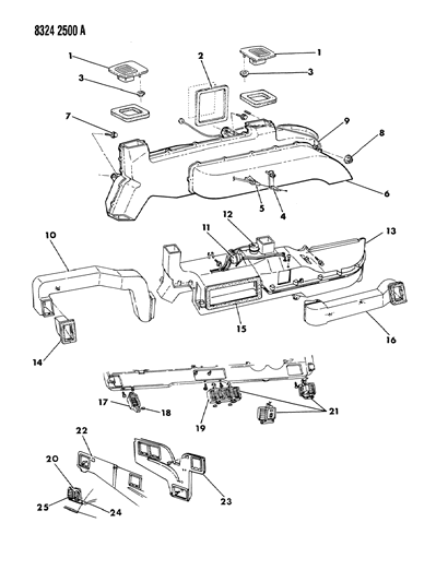 1988 Dodge Ram Wagon Air Ducts & Outlets Diagram