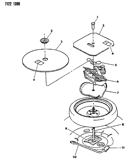 1987 Dodge Omni Jack & Spare Tire Stowage Diagram