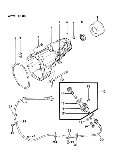 1984 Dodge Ram 50 Extension, Speedometer Cable & Pinion Diagram 2