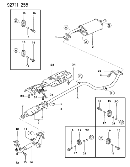 1994 Dodge Colt Exhaust Pipe Diagram for E0053241