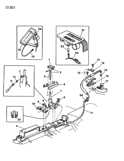 1985 Chrysler Laser Controls, Gearshift, Floor Shaft Diagram
