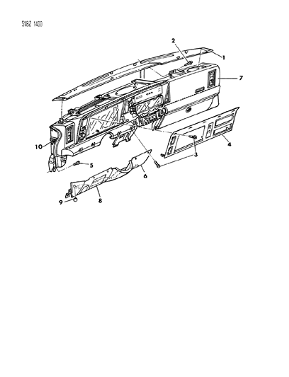 1985 Chrysler Laser Instrument Panel Bezels & Pad Diagram