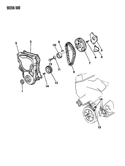 1992 Dodge W150 Timing Cover & Indicator Diagram 1