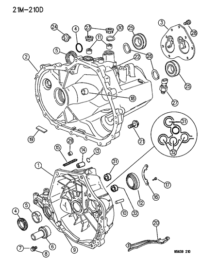 1995 Chrysler Sebring Case , Transaxle & Related Parts Diagram