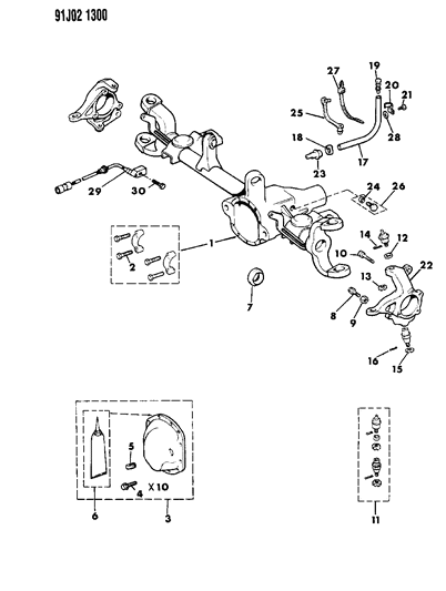 1993 Jeep Grand Wagoneer Housing - Front Axle Diagram 2