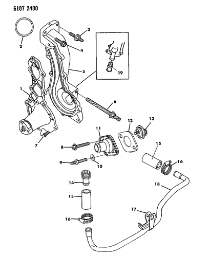1986 Chrysler LeBaron Base Water Pump & Related Parts Diagram 2