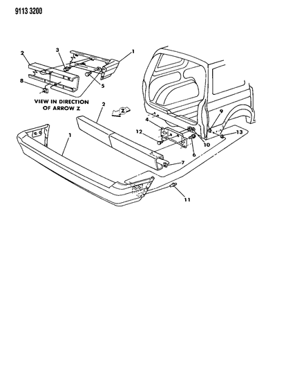 1989 Dodge Caravan Fascia, Rear Diagram