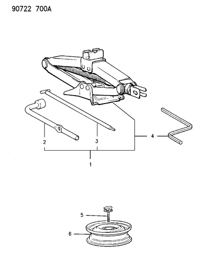 1990 Dodge Colt Spare Wheel & Stowage Diagram 1