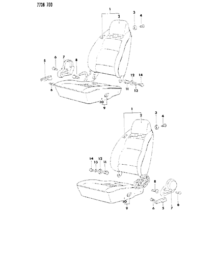 1987 Dodge Ram 50 Front Seat Bucket Diagram