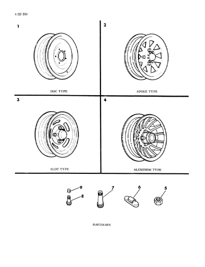 1985 Dodge W350 Wheels & Hardware Diagram