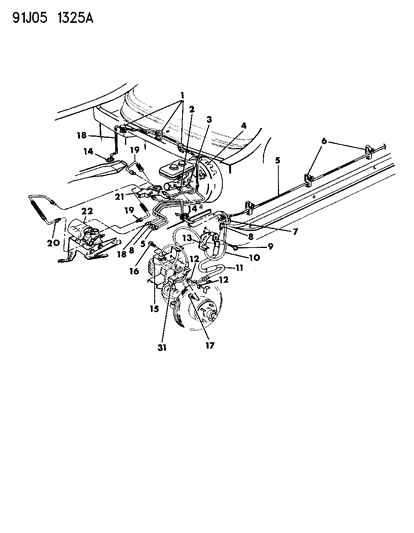 1993 Jeep Grand Cherokee Lines & Hoses, Brake Front Diagram