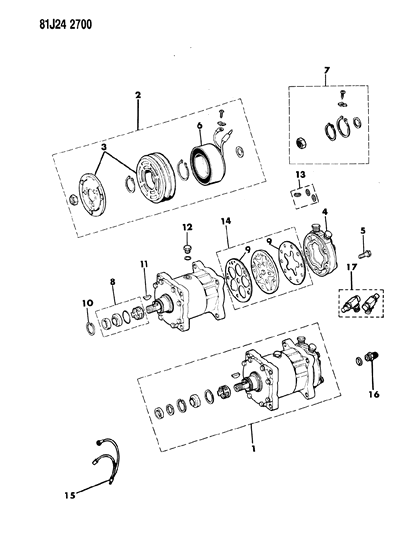 1986 Jeep Grand Wagoneer Compressor, Air Conditioning Diagram 1