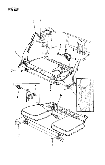 1988 Dodge Shadow Rear Fold Down Seat Diagram