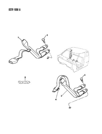 1989 Dodge Ramcharger Belts - Seat Bench - Inner Diagram