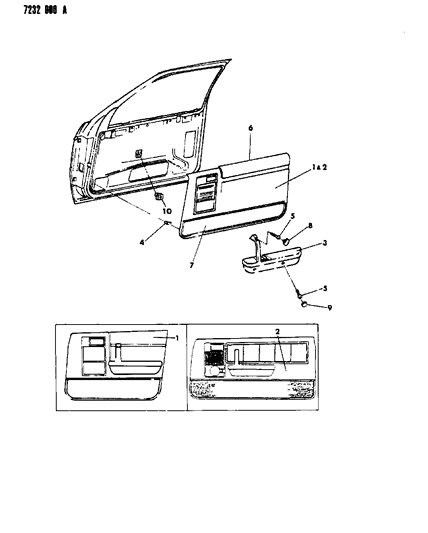 1987 Dodge Shadow Door Trim Panel Diagram