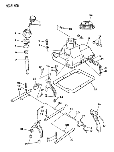 1991 Dodge D350 Controls, Gearshift Diagram 1