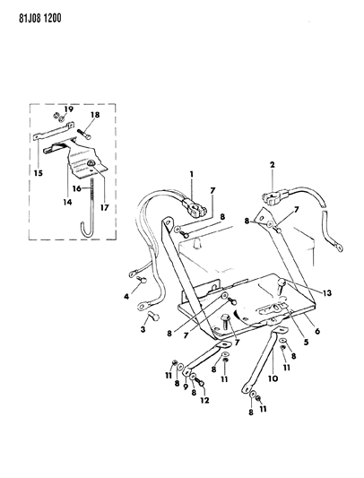 1985 Jeep Wrangler Battery Trays & Cables Diagram