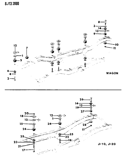1989 Jeep Grand Wagoneer Mounting Hardware Diagram
