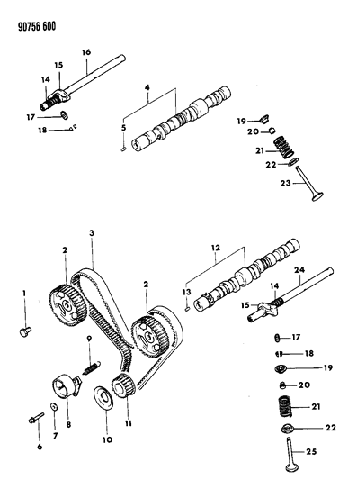 1990 Dodge Ram 50 Camshaft & Valves Diagram 2