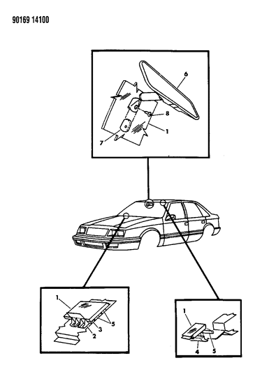 1990 Chrysler Imperial Glass - Windshield & Mirror Diagram