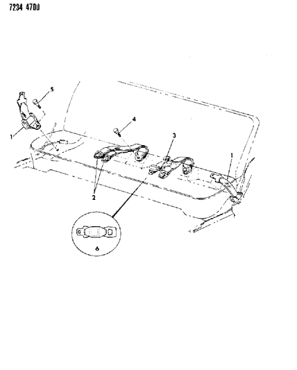 1987 Dodge 600 Belt - Rear Seat Lap Diagram