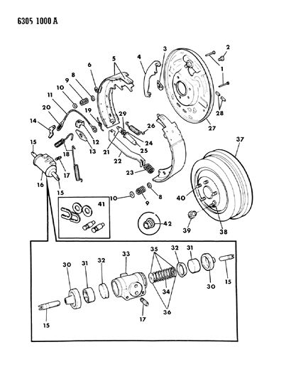 1986 Dodge W350 Brakes, Rear Diagram 1