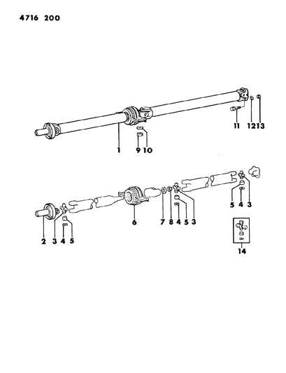 1984 Dodge Ram 50 Propeller Shaft & Universal Joint Diagram