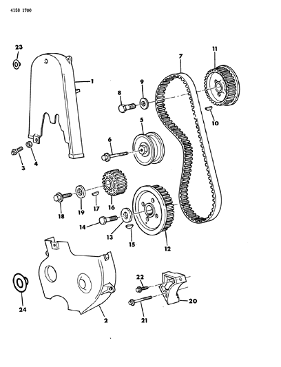 1984 Chrysler Town & Country Timing Belt, Sprockets, Covers Diagram