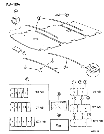 1994 Dodge Ram Van Headliner Diagram