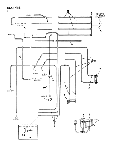 1988 Dodge Dakota EGR Hose Harness Diagram 1