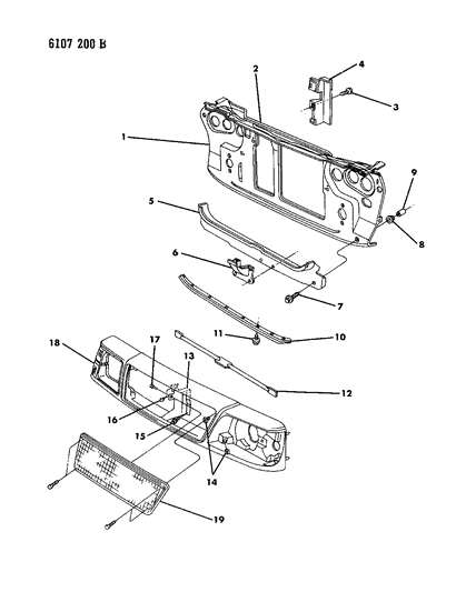 1986 Dodge 600 Grille & Related Parts Diagram