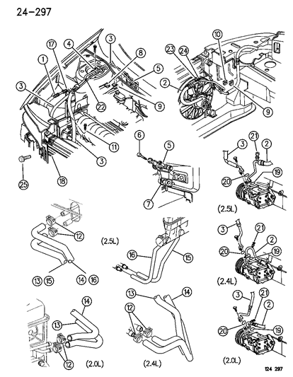 1996 Chrysler Cirrus Plumbing - Heater & A/C Diagram