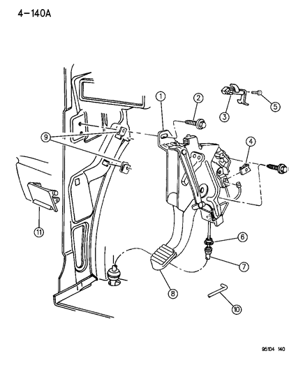 1995 Chrysler Town & Country Lever - Parking Brake Diagram